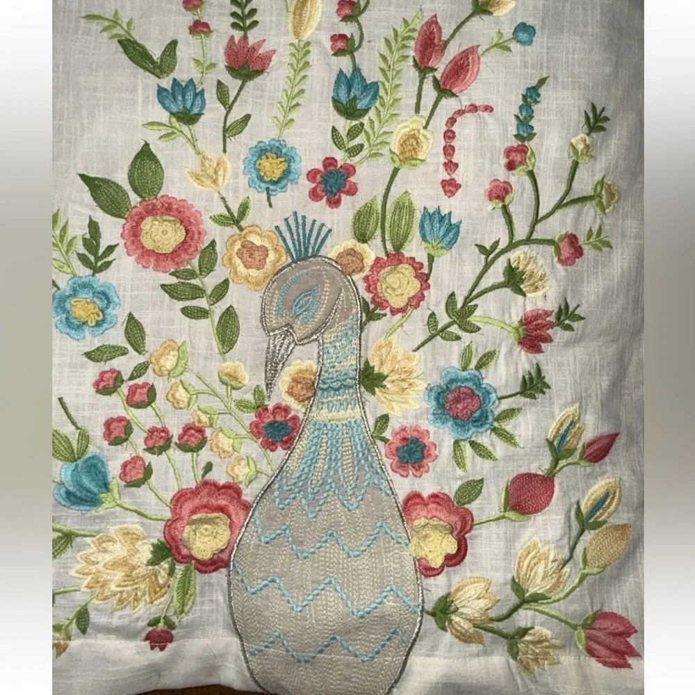 Boho Peacock Tapestry Made In India Tassels 18” X 33”